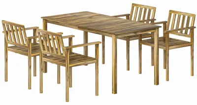 Produktbild von 5-teiliges Garten-Essset, Tisch und Stš¹hle fš¹r 4 Personen, Teakholz
