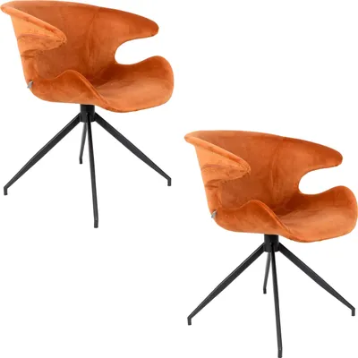 Produktbild von Zuiver Mia Esszimmerstuhl mit Armlehne Orange - 2 er Set