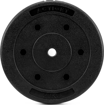 Produktbild von ACTIGET Hantelscheibe 20 kg für Langhantel und Hanteln Ø 29 mm, Kunststoff -Schwarz
