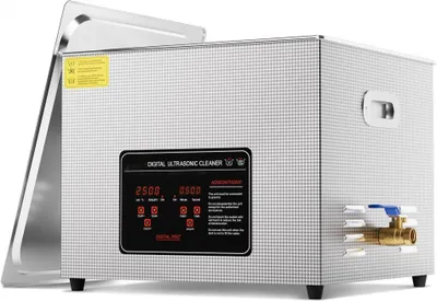 Image de Nettoyeur à ultrasons 15L avec chauffage et minuterie - Machine sonique digitale avec panier - Idéal pour le nettoyage et le dégraissage
