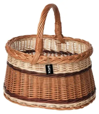 Produktbild von Handkorb oval Weide zweifarbig geflochten Zopfrand Henkel 40x30cm