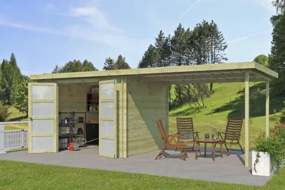 Produktbild von Gerätehaus Modell Umea 7,38 m² + 300 cm Anbau