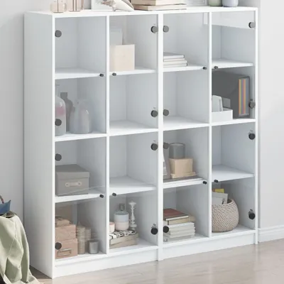 Obrázek produktu pro vidaXL Knihovna s dvířky Bílá 136x37x142 cm Materiál na bázi dřeva
