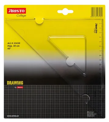 Produktbild von Aristo College Dreieck transparent 45 Grad, 21 cm, mm-Teilung, Hypotenuse von 30 cm, Tuschkante