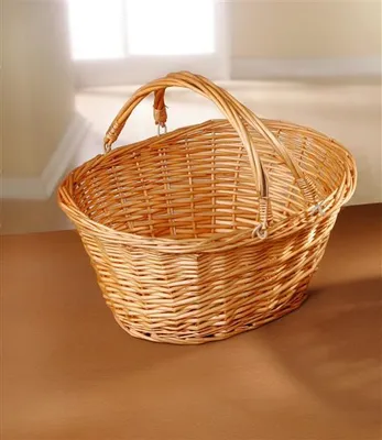 Image de Panier "Daily" en osier, naturel, ovale, anses rabattables, empilable, panier SB, panier tressé