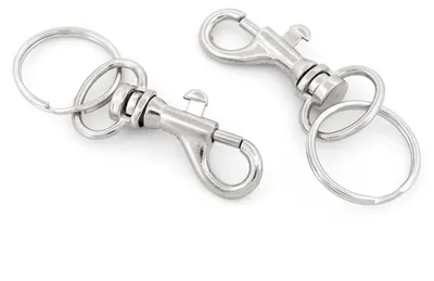 Produktbild von Vintageparts Karabinerhaken Drehkupplung Schlüsselring platinfarben 38mm 2 Stück