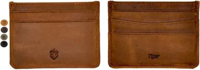 Zdjęcie produktu dla Etui na karty kredytowe w stylu vintage, wykonane ze skóry, o smukłej formie (9,5 x 7 cm), przeznaczone na 5 kart, z przegródką na banknoty