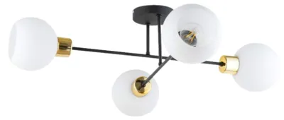 Produktbild von KAR-LIGHTING Deckenleuchte 4-flammig Schwarz Stahl & Glas – moderne Aufbaulampe für Esszimmer, Wohnzimmer und Küche – E27