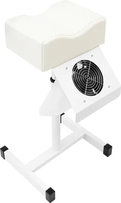 Obrázok produktu pre Kovová stolička na pedikúru – stolička na manikúru a pedikúru – odsávanie prachu 22 W – výškovo nastaviteľná 48–68 cm – nosnosť 10 kg – zástrčka EU 220 V – biela