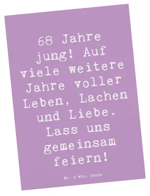 Produktbild von Mr. & Mrs. Panda Postkarte Spruch 68. Geburtstag Freude - Lavendeltraum - Geschenk, feiern, gemeinschaftliches Gefühl, bildkarte, Ansichtskarte, Grußkarte, Fotokarte