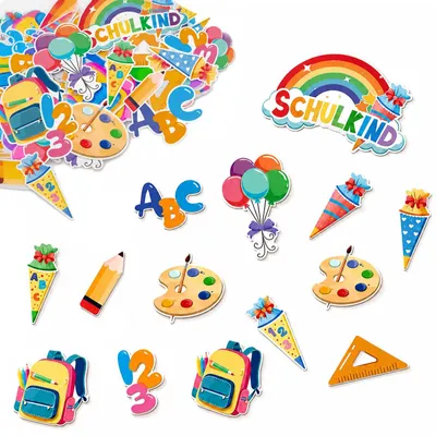 100 Stück Schulanfang Konfetti bunt – Schulstart Deko mit Regenbogen & ABC