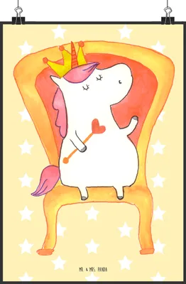 Produktbild von Mr. & Mrs. Panda Bild Einhorn Prinzessin DIN A2 - Gelb Pastell - Geschenk, Geburtstag, kunstdruck poster, Unicorn, Wandbild, drucke, Monat, Geburtstagsgeschenk, Plakat