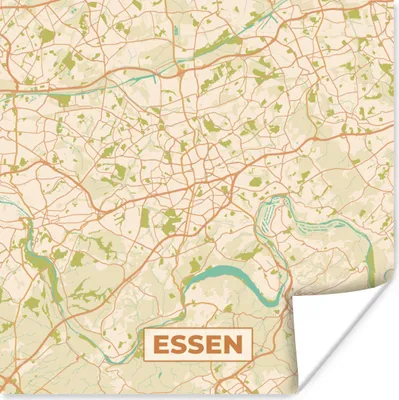 Produktbild von MuchoWow® Poster Essen - Jahrgang - Stadtplan - Karte 75x75 cm - Wand Dekoration