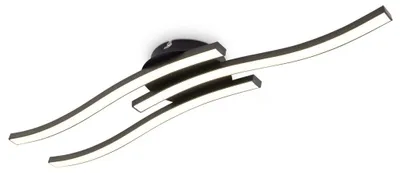 Image de Plafonnier 55x12 cm - 15W, 1800lm, LED, blanc chaud, noir