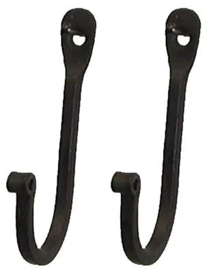 Schmiedeeisen-Haken, Set von 2, rustikale Wandhaken, schwarz