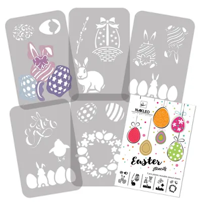 Produktbild von Ostern Malerei Schablonen, Set 5 Stück Schablonen A4 21x30 cm, Kunststoff Wiederverwendbare Zeichnung Schablonen