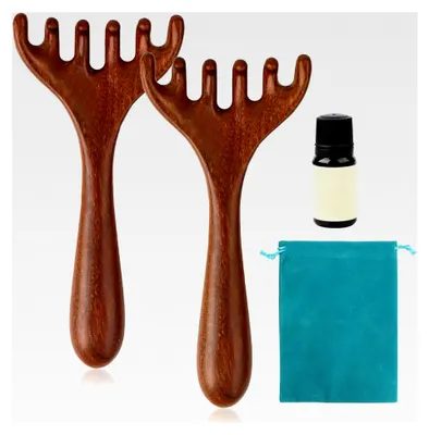 Produktbild von Holz Kopfhautmassagebürste, Massagekamm mit sechs Krallen, natürlicher Kamm zur Kopfhautmassage, zur Linderung von Müdigkeit im Körper für Kopf, Nacken und Gesicht