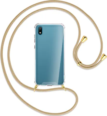 Produktbild von Handykette Backcover-Schutzhülle mit Band (Metall goldfarben) für Huawei Y5 2019 - caramel