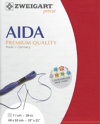 Obrázok produktu pre AIDA Zweigart prešité 18 ct. Fein-Aida 3793 farba 954 červená, materiál na krížovú výšivku 48x53 cm
