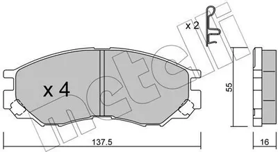 Produktbild von METELLI Bremsbeläge Satz Vorne Bremsklötze für MITSUBISHI L 200 (K7T, K6T) 22-0401-0