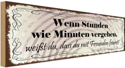 Produktbild von vianmo Holzschild 10x27 cm Freunde wenn Stunden wie Minuten Spruch Zitat