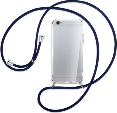 Produktbild von Handykette Backcover-Schutzhülle mit Band (Metall silberfarben) für Apple iPhone 6 / 6S - dunkelblau