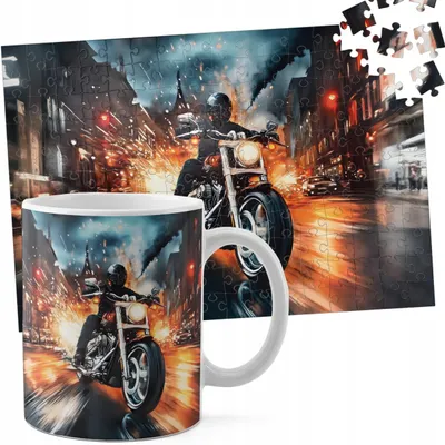 Obrázok produktu pre SADA: HRNČEK + PUZZLE (110 dielikov) - MOTOCYKEL