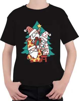 Produktbild von Schwedische Gnome Weihnachtsbaum - Weihnachten Weihnachtsgeschenk Christmas Uni Kinder T-Shirt, Schwarz, 116