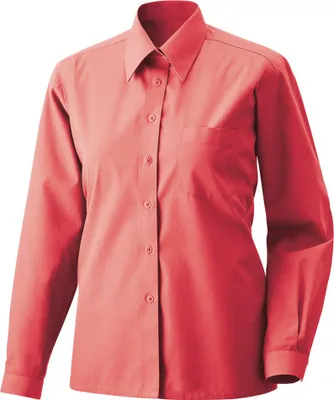Produktbild von Damen-Bluse, langarm, Kentkragen, tailliert, rot, Größe 48 : rot : 60% Baumwolle 40% Polyester 120 g/m² : 48