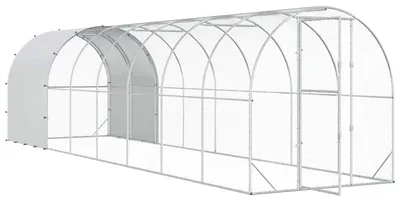 Imagen del producto de vidaXL Refugio para gallinas, color plateado, 800 x 200 x 200 cm, acero galvanizado