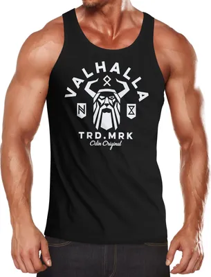Produktbild von Herren Tank-Top Valhalla Odin Runen Wikinger Muskelshirt Muscle Shirt Neverless® schwarz XXL