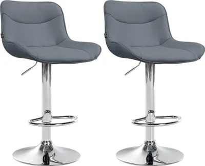 Produktbild von CLP 2er Set Barhocker Vonore Kunstleder höhenverstellbar und 360 Grad drehbar grau Gestell Farbe chrom