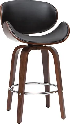 Produktbild von Miliboo - Design-Barhocker Schwarz und dunkles Holz 65 cm WALNUT