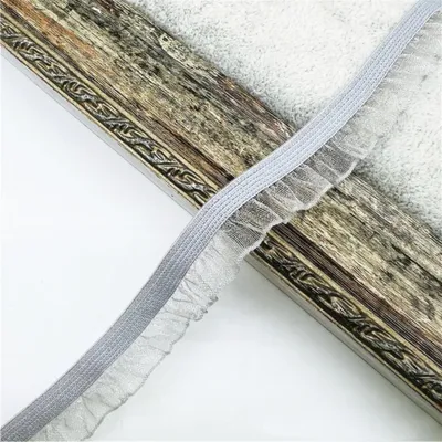 Elastisches Rüschenband 5 Yards, 1,5 cm breit, grau