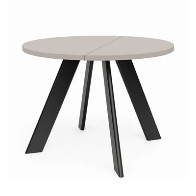 Produktbild von Runder Ausziehbarer Tisch für Esszimmer, LEX, Loft-Stil, Skandinavische, Durchmesser: 110 / 210 cm, Farbe: Kaschmir / Schwarz