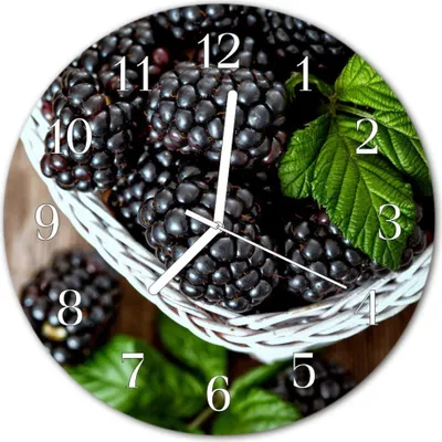 Produktbild von Glasuhr Wanduhr Küchenuhr Echt-Glas 30fi cm Brombeeren lila