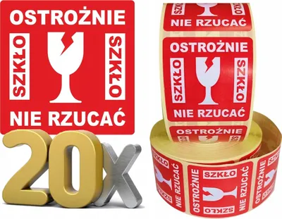 Obrázek produktu pro POZOR, SKLO SE NEHÁZÍ! Etikety 20X vodotěsné silné lepidlo