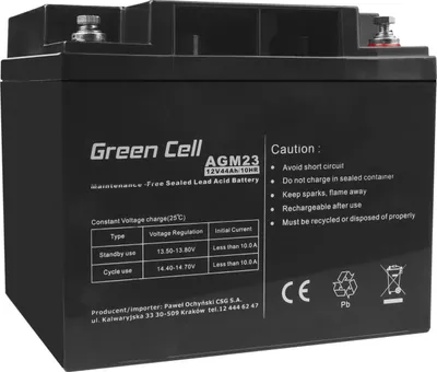 Zdjęcie produktu dla Green Cell AGM23, 12 V, 44 Ah, 1 szt., 5 lat(a), Czarny, Ołowiany (VRLA)