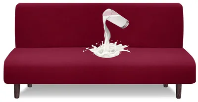 Futonabdeckung ohne Armlehnen, wasserabweisend, elastisch, rutschfest, weinrot
