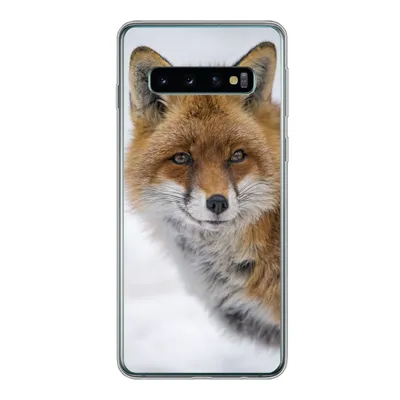 Produktbild von MuchoWow® Handyhülle Schutzhülle Hülle für Samsung Galaxy S10 Fuchs - Porträt - Schnee Silikon Softcase Handy Hülle - Handytasche