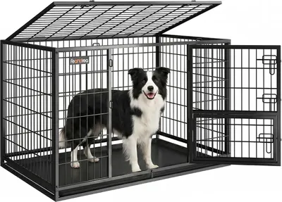 Productafbeelding van Hondenbox van metaal - draagbaar roosterbox - 107 x 70 x 74,9 cm - voor middelgrote honden