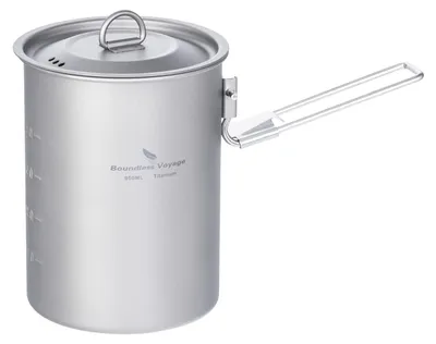 Produktbild von Elzusha – Titanbecher/Kochtopf, 900 ml – Ultraleicht für Camping und Reisen