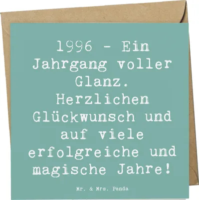 Produktbild von Mr. & Mrs. Panda Grußkarte Spruch 1996 Geburtstag - Meeresbrise - Geschenk, Personalisierte Geschenke, faltkarte, anlasskarte, Geboren am, Glückwunschkarte, Glückwunsch