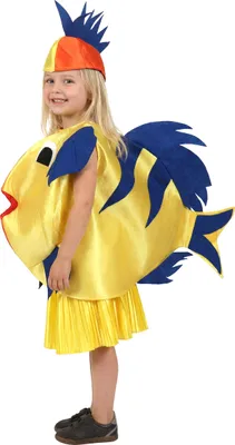 Immagine prodotto di Costume da pesce per bambini, costume da animale blu e giallo - 134/146 (7-9 anni)