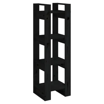 Image de vidaXL Étagère à livres/séparation de pièce noir 41x35x125 cm pin massif