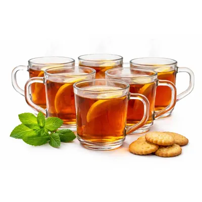 Produktbild von BigDean 6 Stück Teegläser Set Teegläser mit Henkel 230 ml Latte Macchiato Gläser robustes Teeglas Latte Macchiato Gläser mit Henkel Cappuccino Gläser