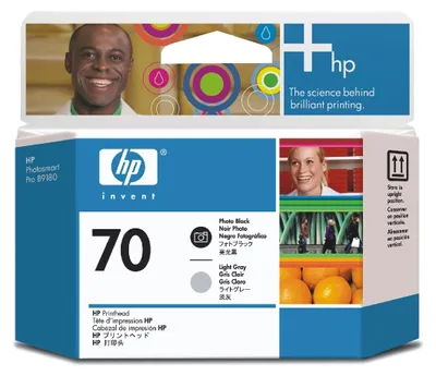 Produktbild von HP 70 Fotoschwarz/Hellgrau DesignJet Druckkopf, HP DesignJet Fotodrucker der Serien Z2100, Z3100 und Z3200, Thermal Inkjet, Schwarz, C9407A, Singapur, 143 mm