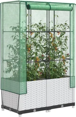 Produktbild von Möbel Hochbeet mit Gewächshaus-Aufsatz Rattan-Optik 80x40x138 cm - Beete 4015842