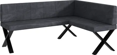 Produktbild von MEBLINI Eckbank für Esszimmer - Küchenbank - Essecke - Sitzecke Küche - PETER - X-Beine 128x168x87cm Rechts - Dunkelgrau Samt