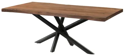 Immagine prodotto di MASSIVMOEBEL24 | Tavolo da pranzo in legno di sheesham 200x100x76 verniciato grigio / gambe mikado antracite matt FREEFORM 5
